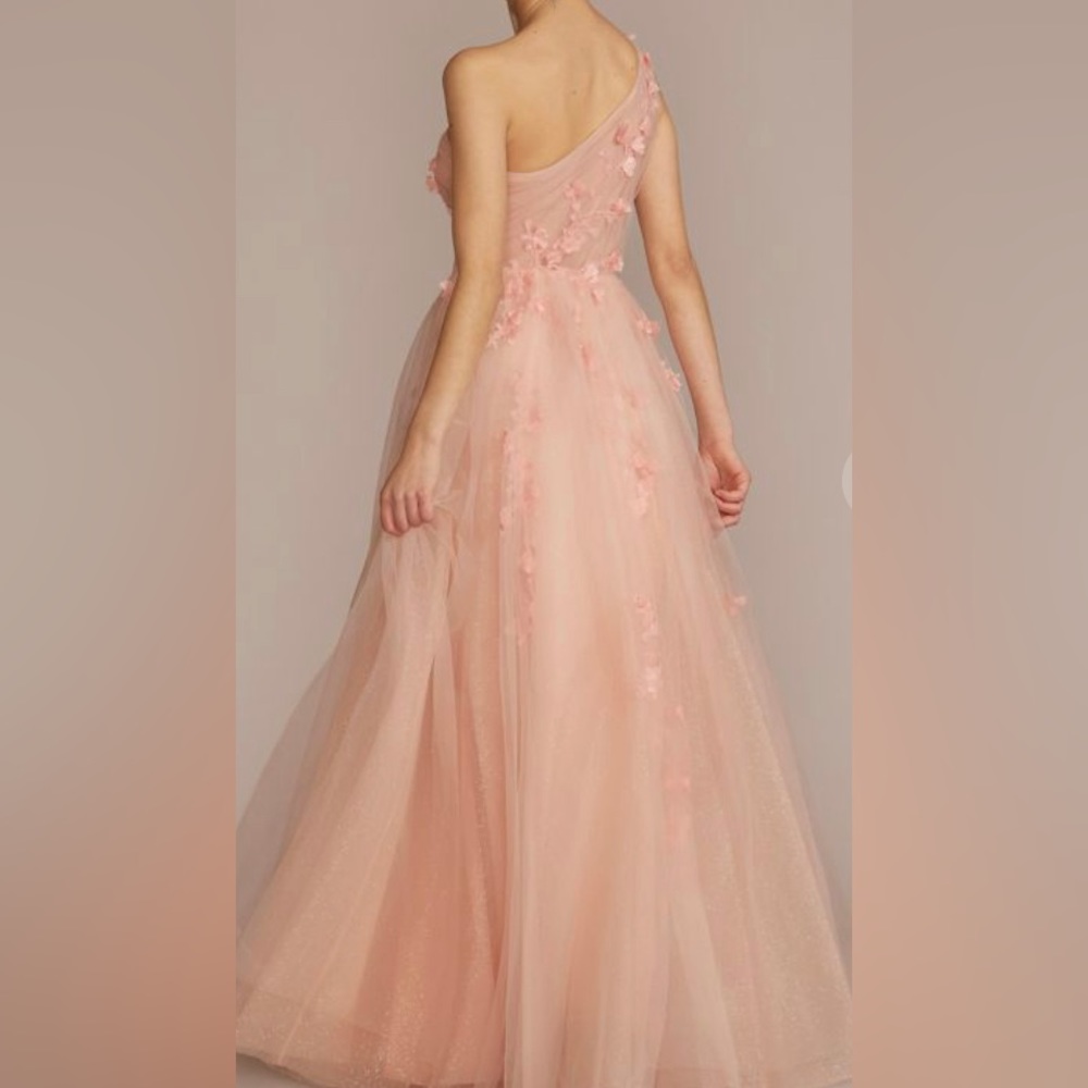 embroidered 3d floral one shoulder - David’s Bridal- homecoming- Prom dress